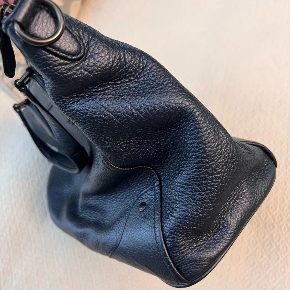 COACH Mickie Satchel Pearlised Blue Leather